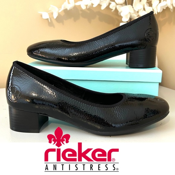 Like New Rieker Antistress Crinkle Patent Leather Low Heel Pumps Size EU37/US6 - Picture 1 of 14